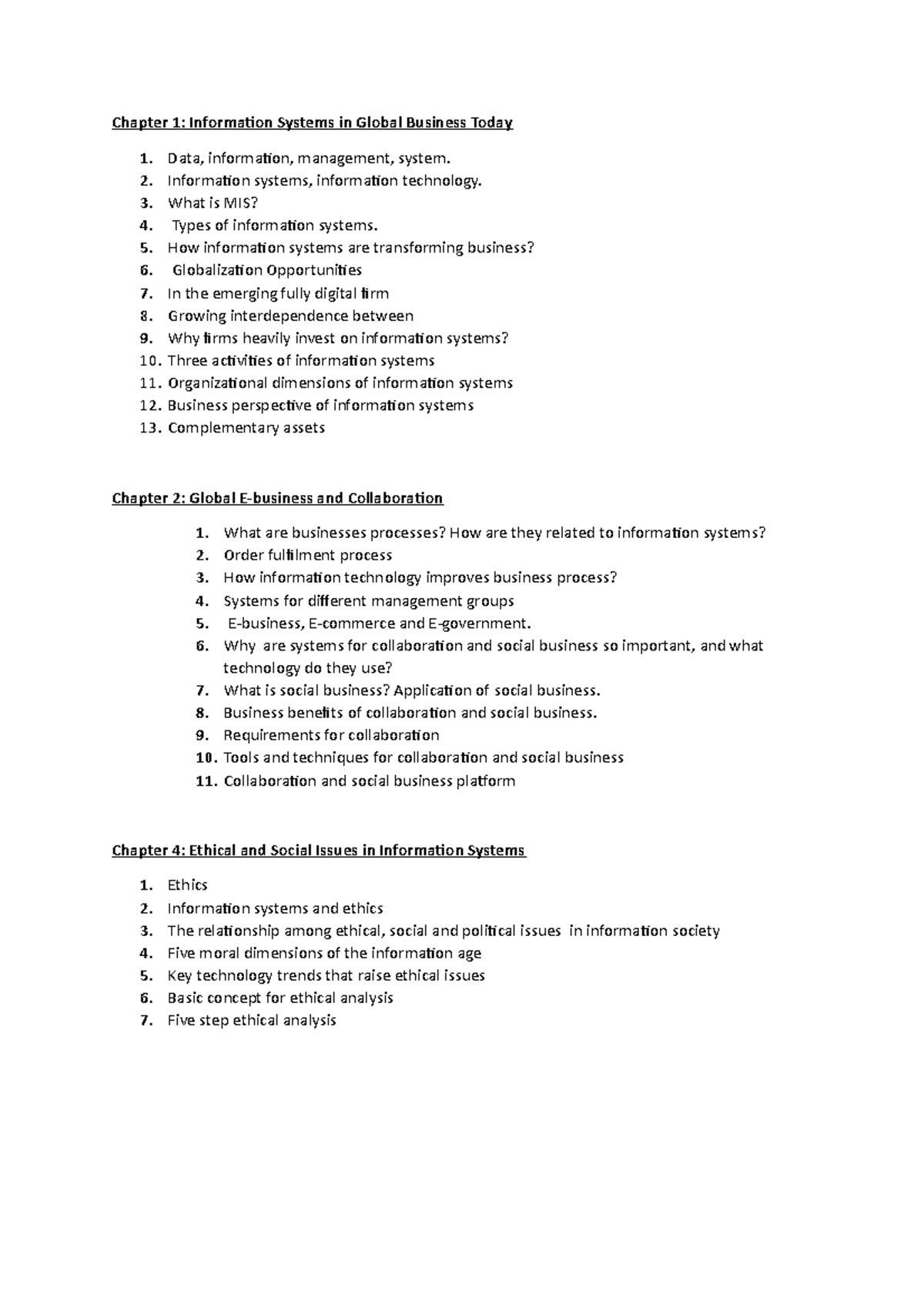 Mis content - Chapter 1: Information Systems in Global Business Today ...