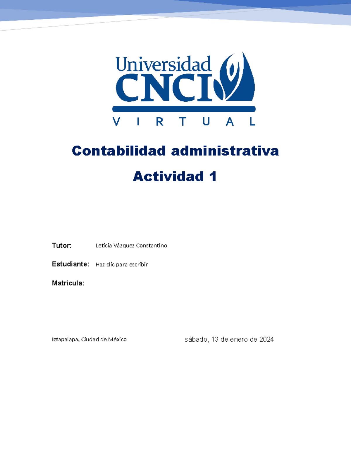 Actividad 1 Contabilidad Administrativa Contabilidad Administrativa
