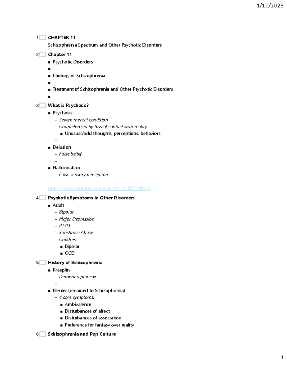 Psychotic Disorders - schizophrenia - Fall 2022 - CHAPTER 11 ...