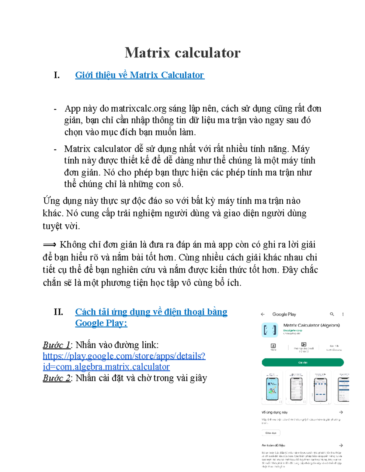 Phần mềm ma trận - bài tập nhóm toán cc1 - Matrix calculator I. Giới ...