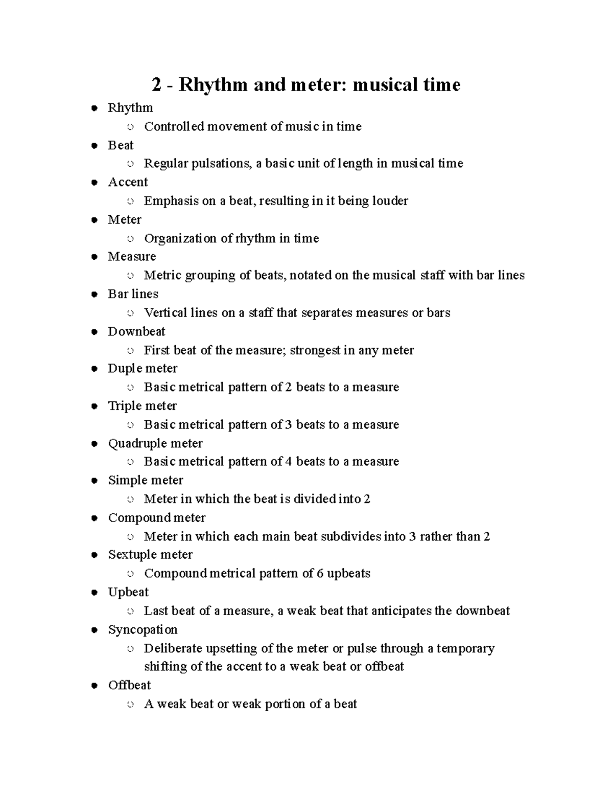 2 Rhythm and meter musical time Studocu