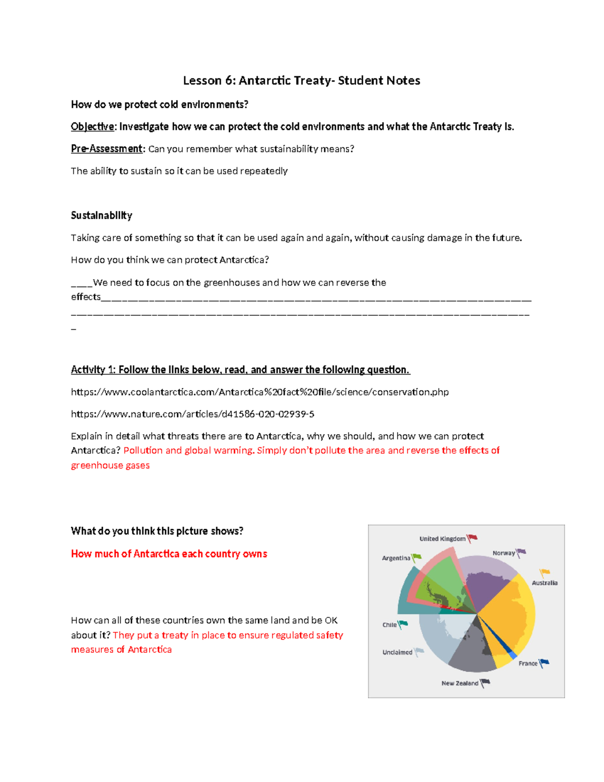 Lesson+6 - aquatic - Lesson 6: Antarctic Treaty- Student Notes How do ...