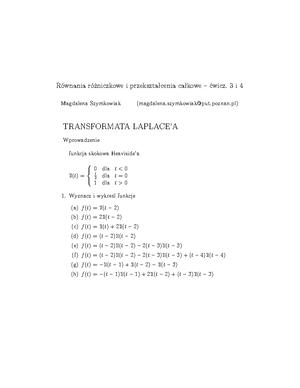 Transformata Z - Wzory z transformat - PODSTAWOWE WŁASNOŚCI ...