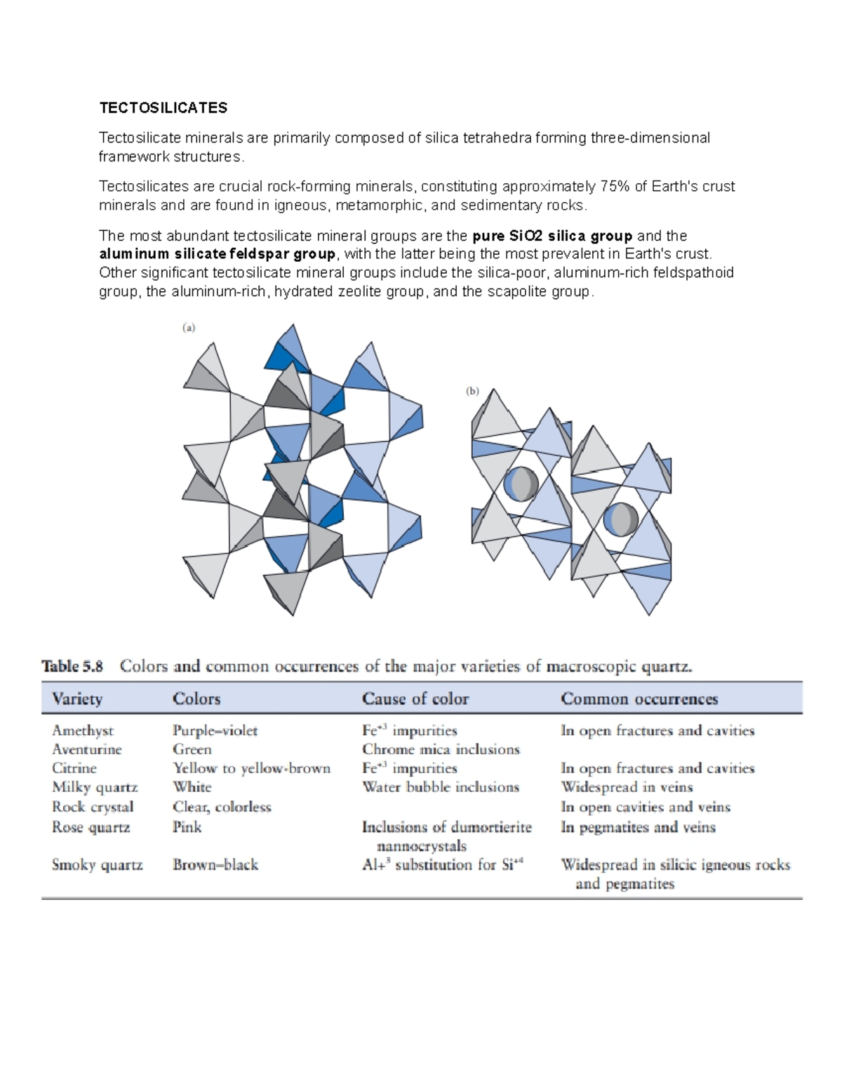 Tectosilicates - TECTOSILICATES Tectosilicate minerals are primarily ...