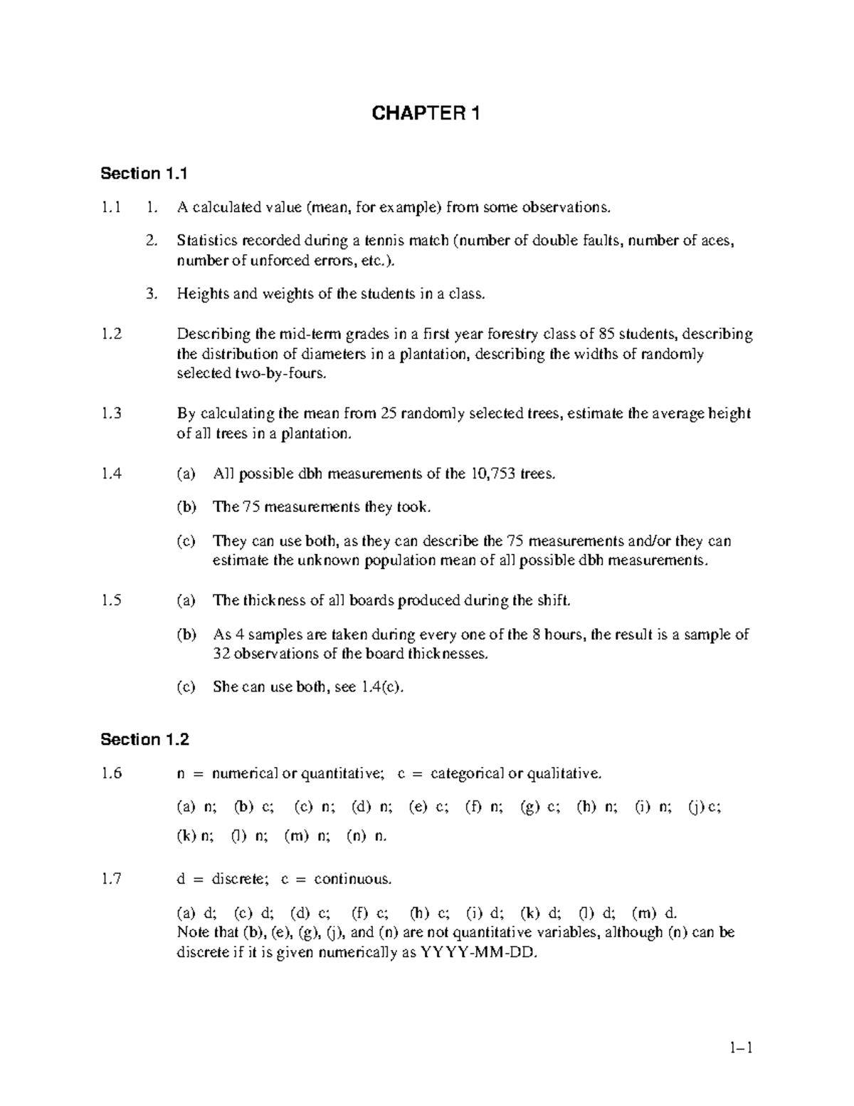 Tutorial Work - Solutions Chapter 1 - 1– CHAPTER 1 Section 1. 1 1. A ...