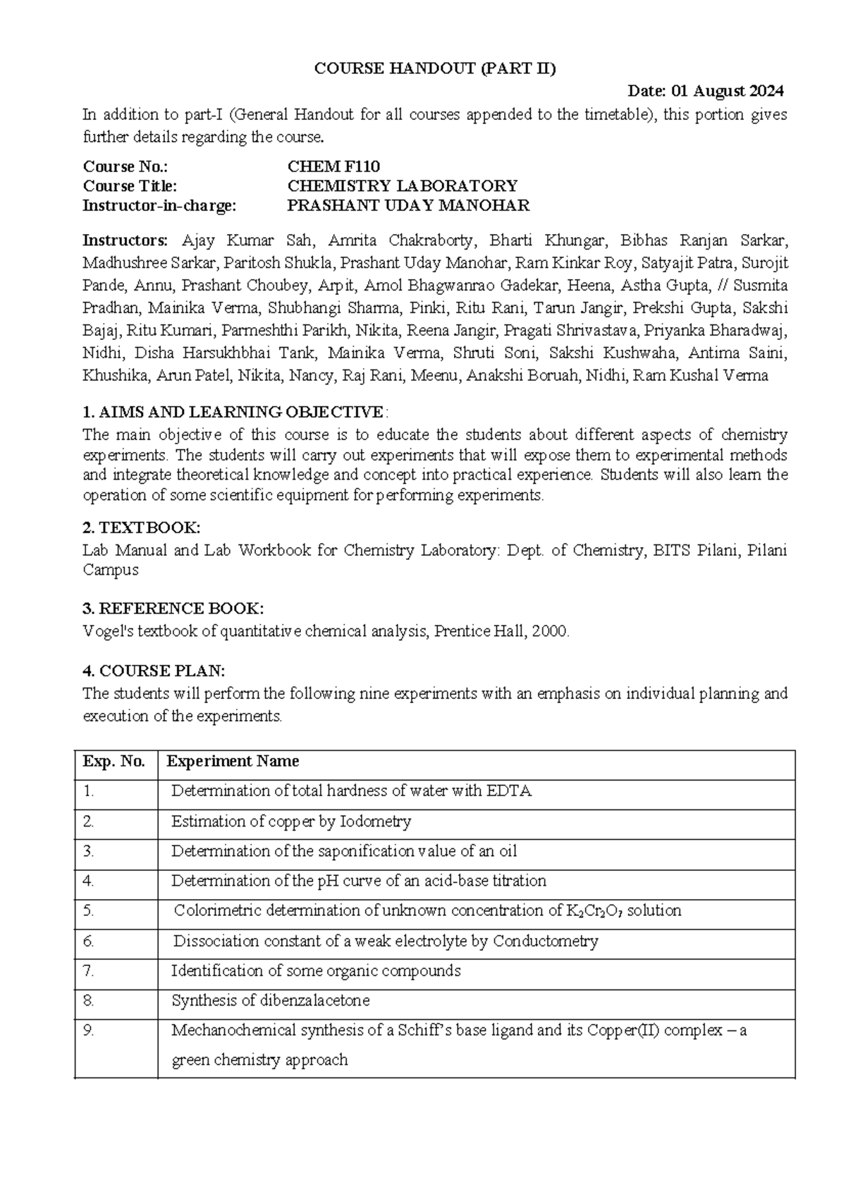 CHEM F110 1006 20240802100527 - COURSE HANDOUT (PART II) Date: 01 ...