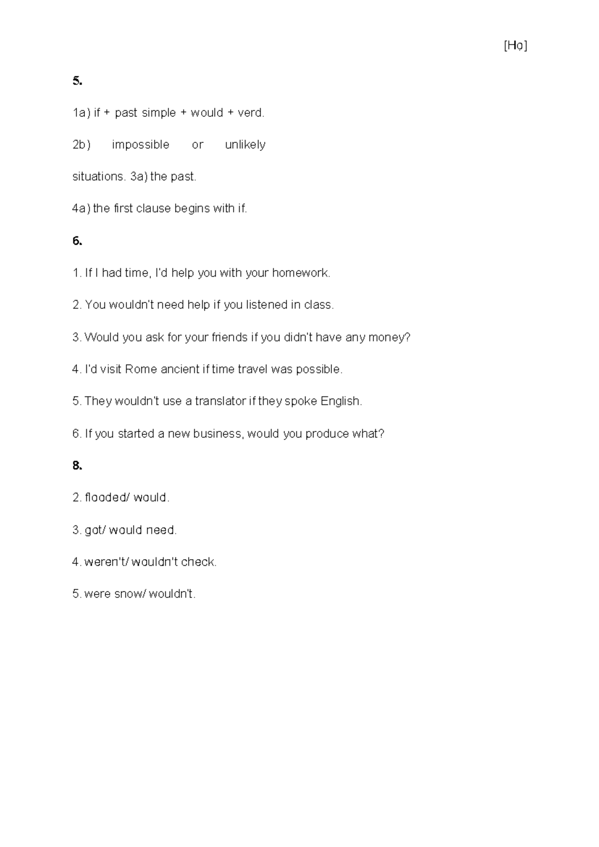 Pdf - cvde - [Họ] 5. 1a) if + past simple + would + verd. 2b ...