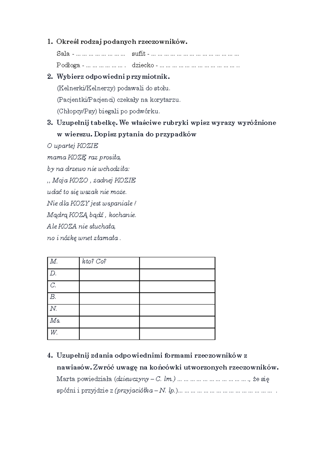 Sprawdzian Z Rzeczowników I Czasowników 5 Klasa www.studocu.com