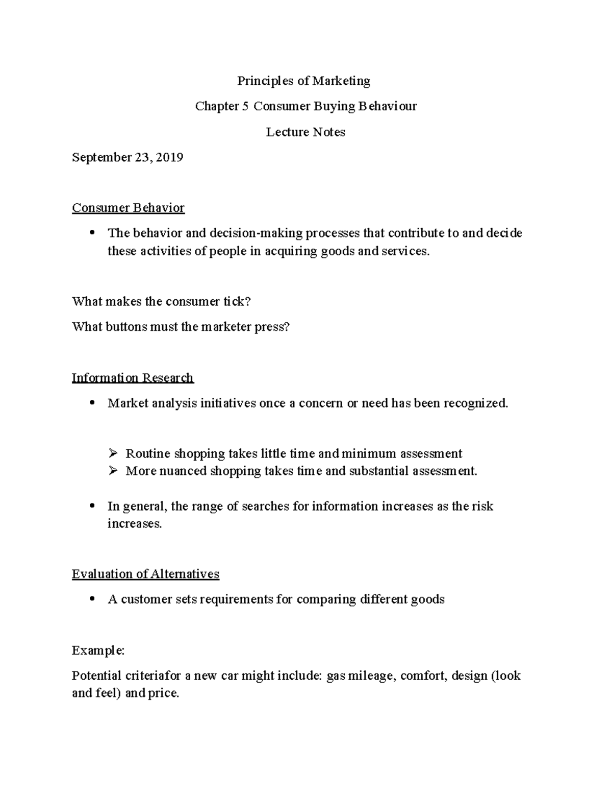 Principles Of Marketing Chapter 5 Lecture Notes - Principles Of ...