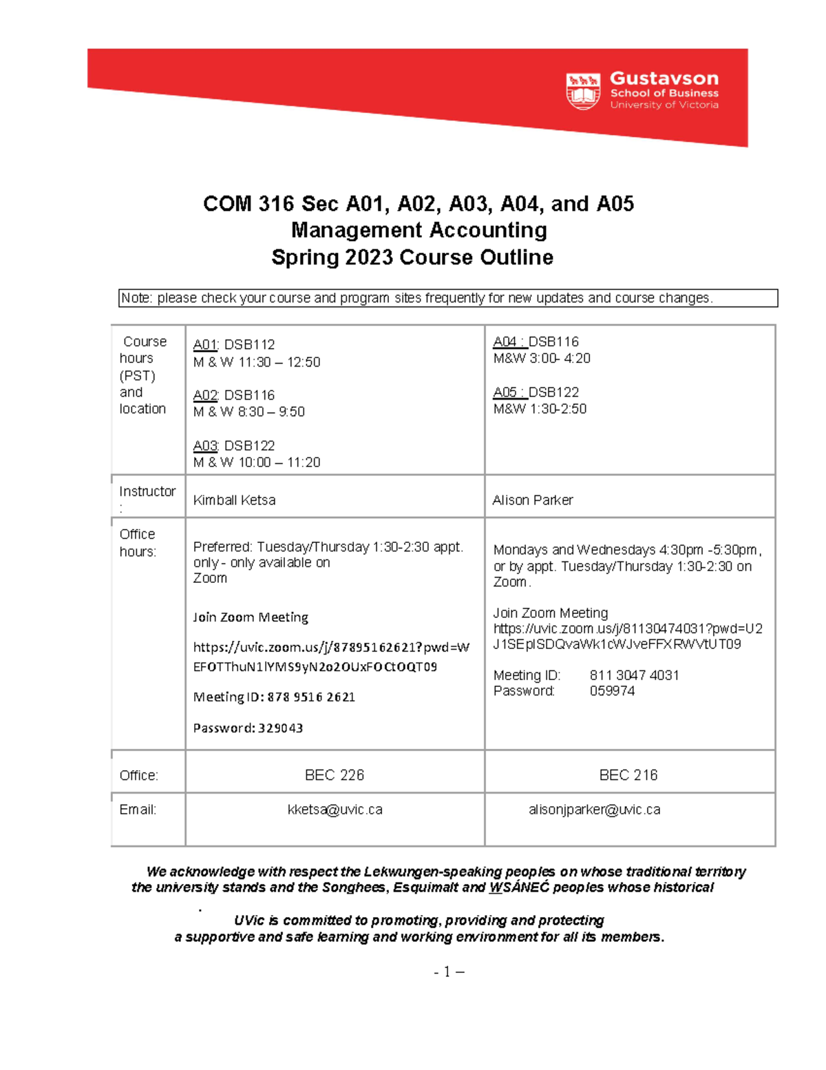 COM 316 Course Outline Spring 2023 kk update Feb 2023 COM 316 Sec A01