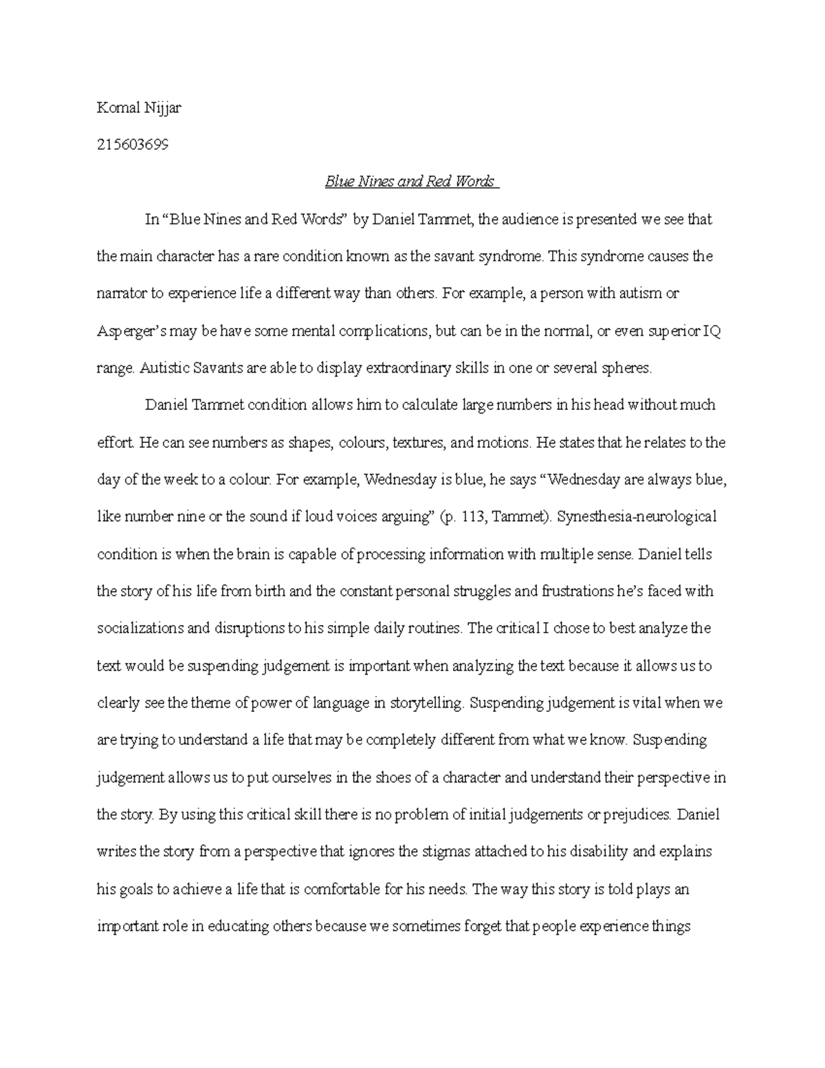 Blue nines and Red words RP weekly submission good copy Komal Nijjar