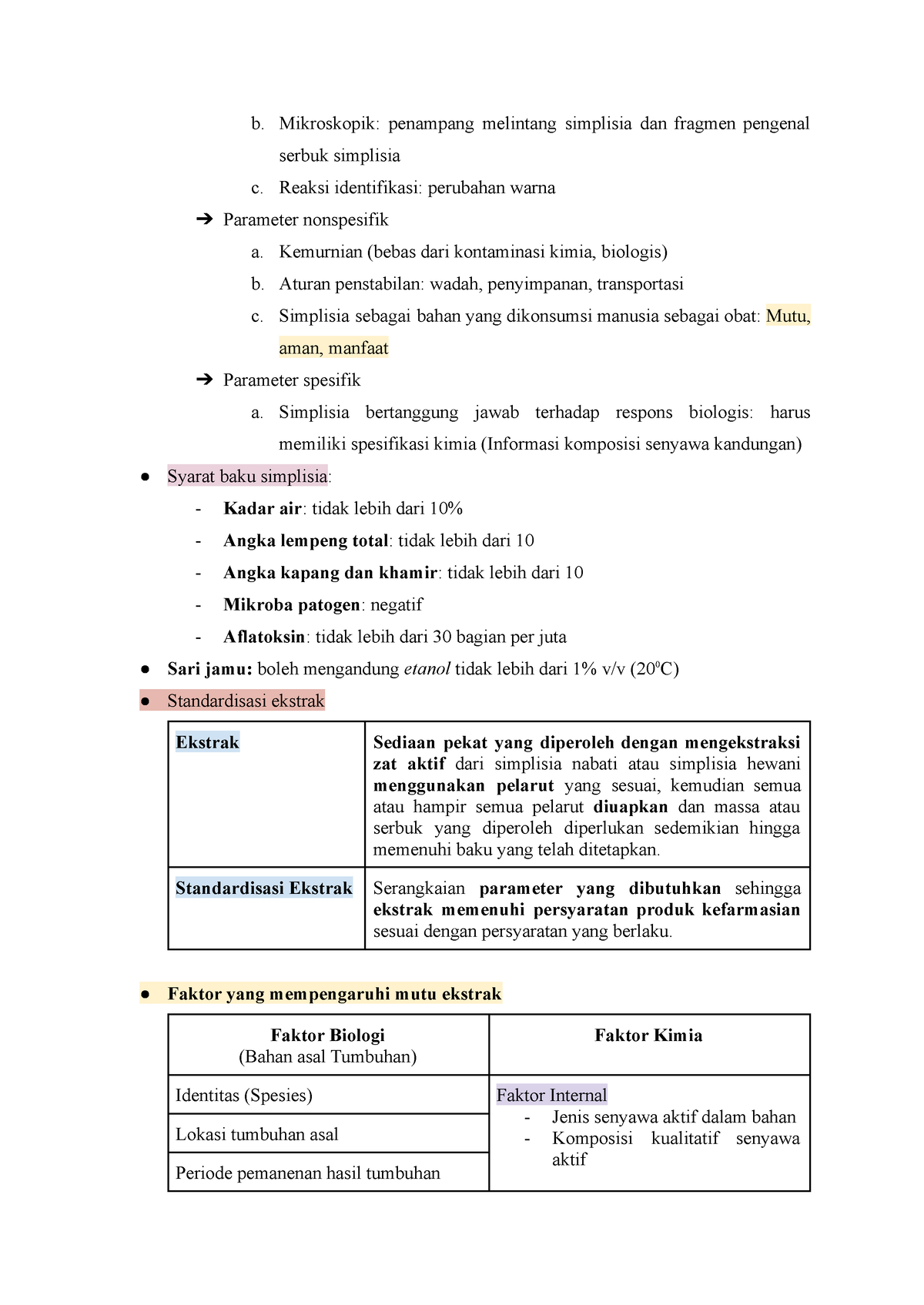 Rangkuman Kontrol Kualitas Simplisia Dan Ekstrak Tanaman Obat-3-4 - B ...