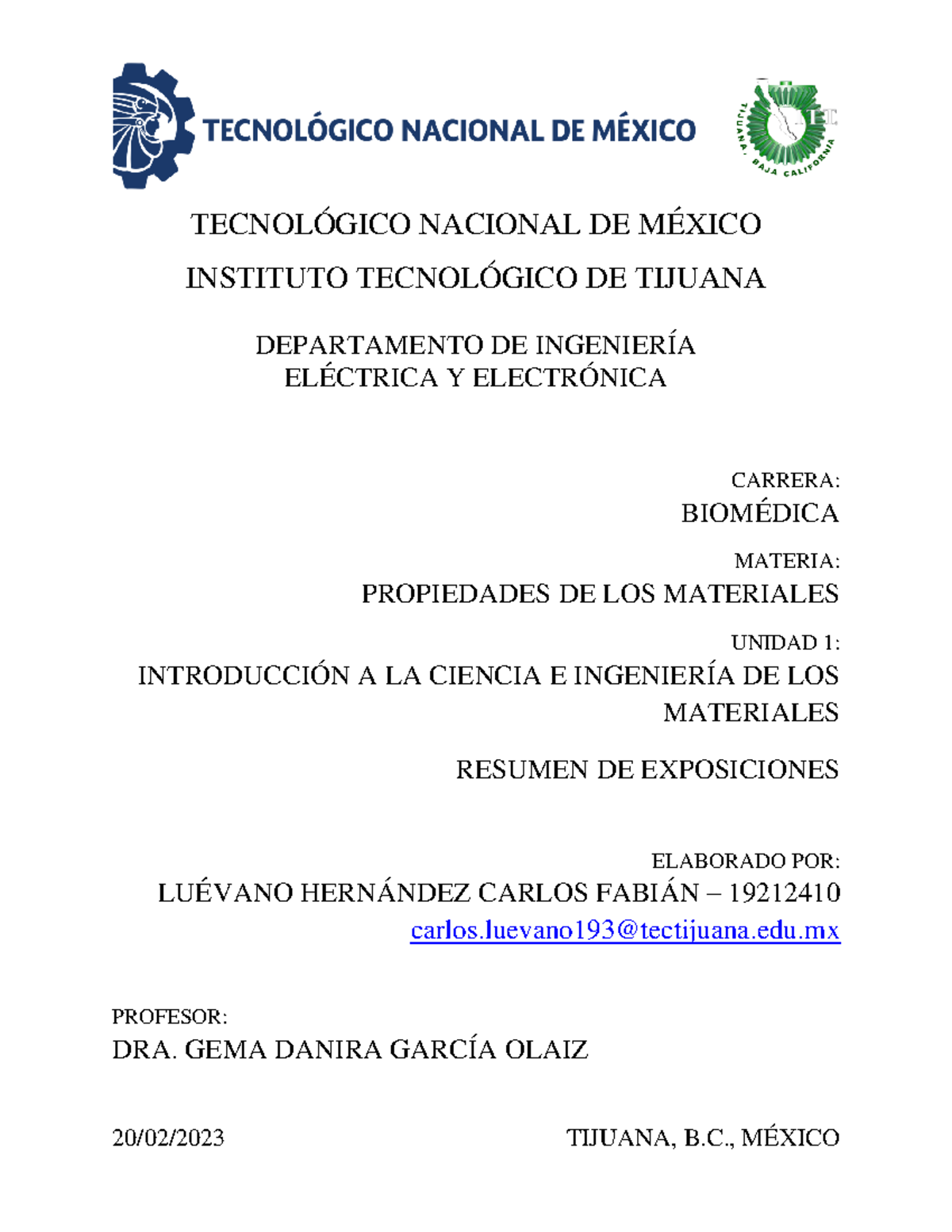 Que Son Los Materiales - TecnolÓgico Nacional De MÉxico Instituto 