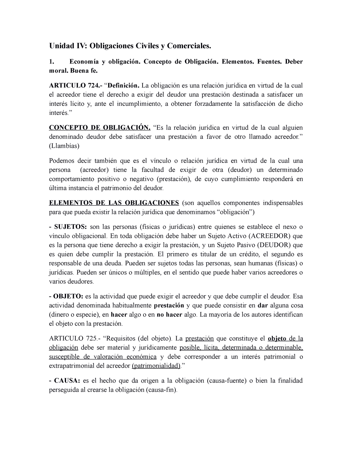 Unidad Iv Unidad Iv Obligaciones Civiles Y Comerciales Economía Y Obligación 5933