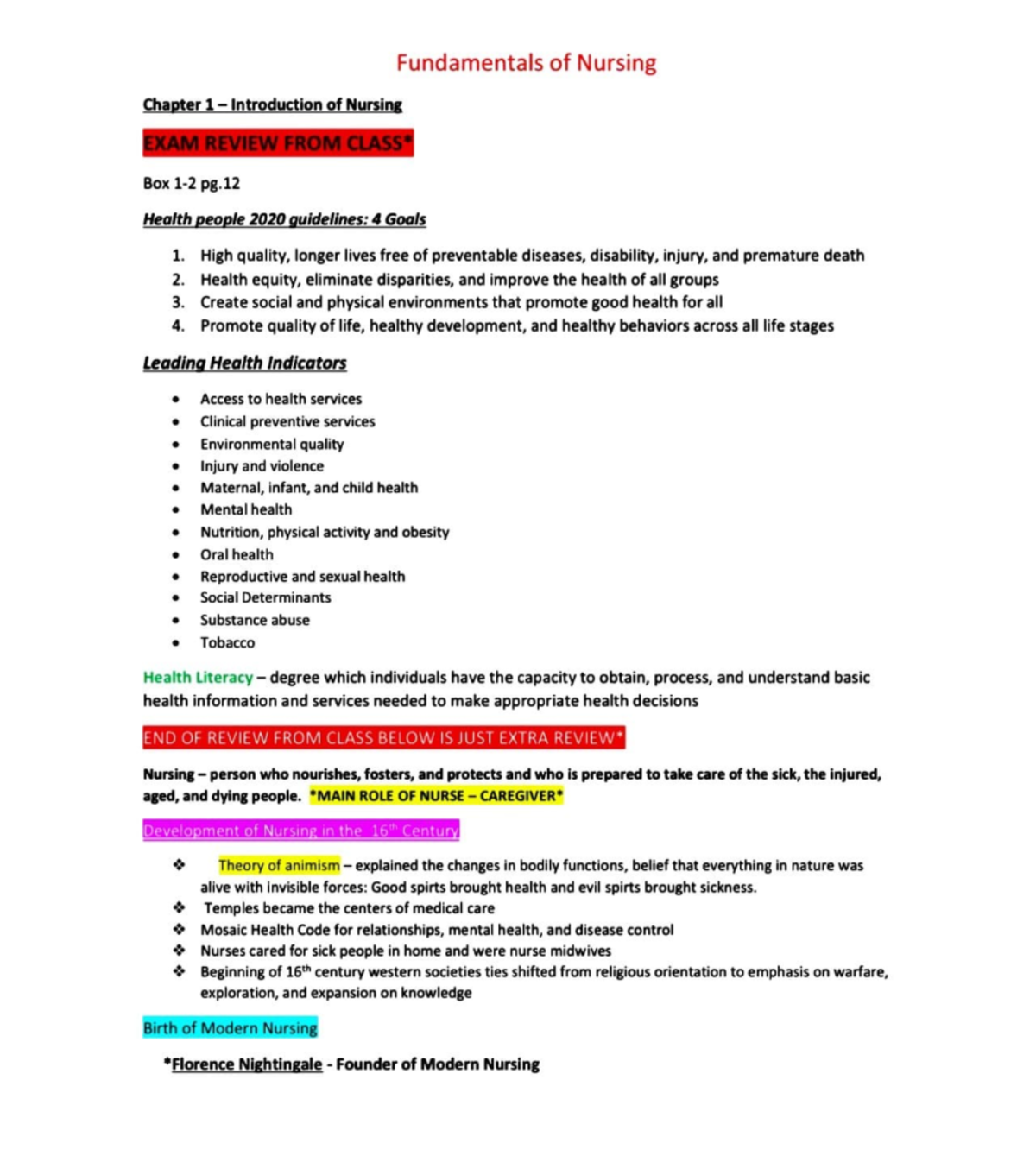 Fundamental - Exam 1 study guide - ####### Fundamentals of Nur sing ...