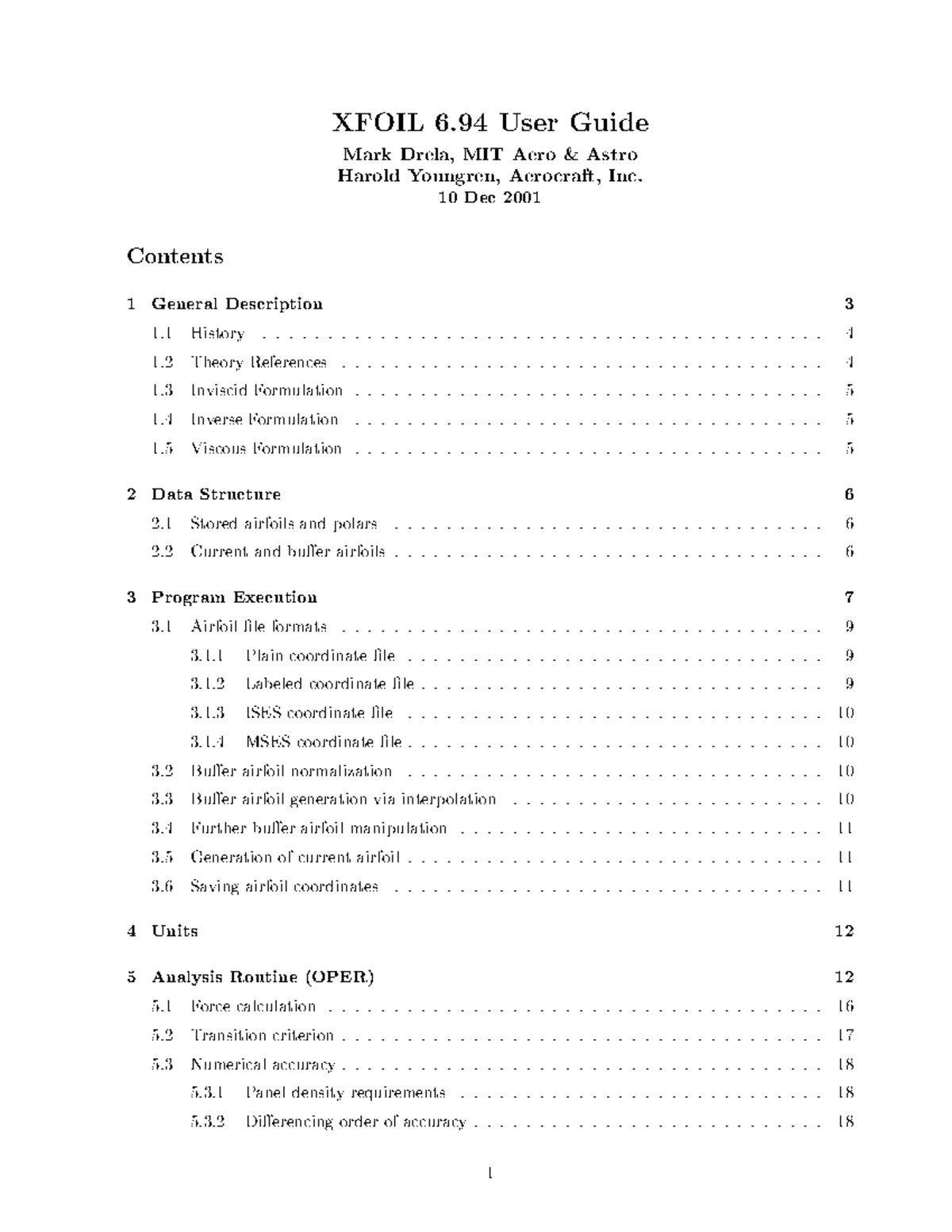 Xfoil manual for assignment 2 - XFOIL 6 User Guide Mark Drela, MIT Aero ...