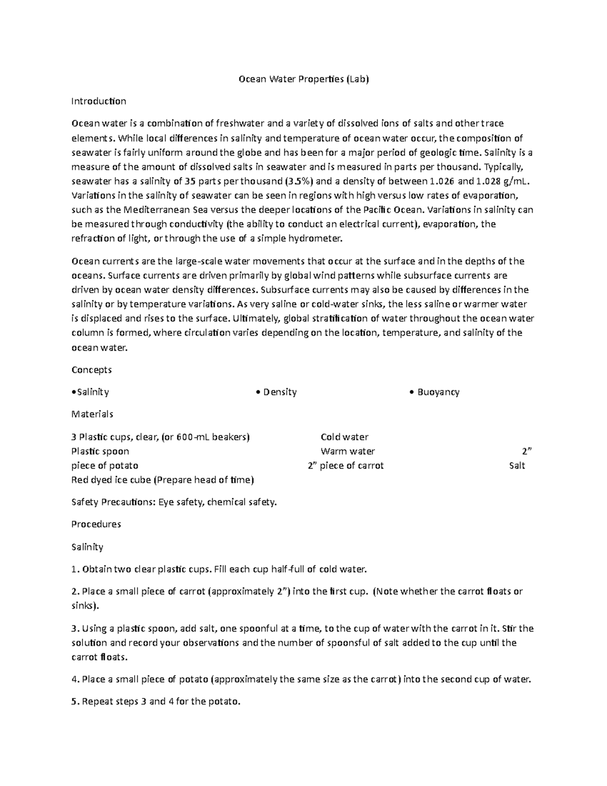 Ocean+water+properties+lab+ copy - Ocean Water Properties (Lab ...