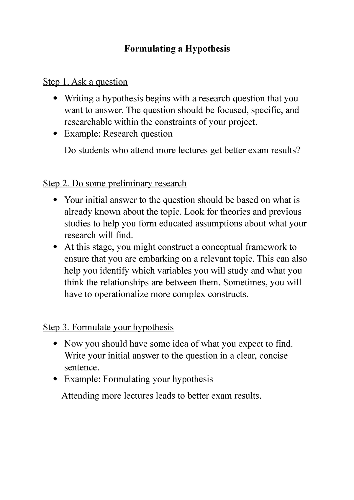 formulating hypothesis lesson plan