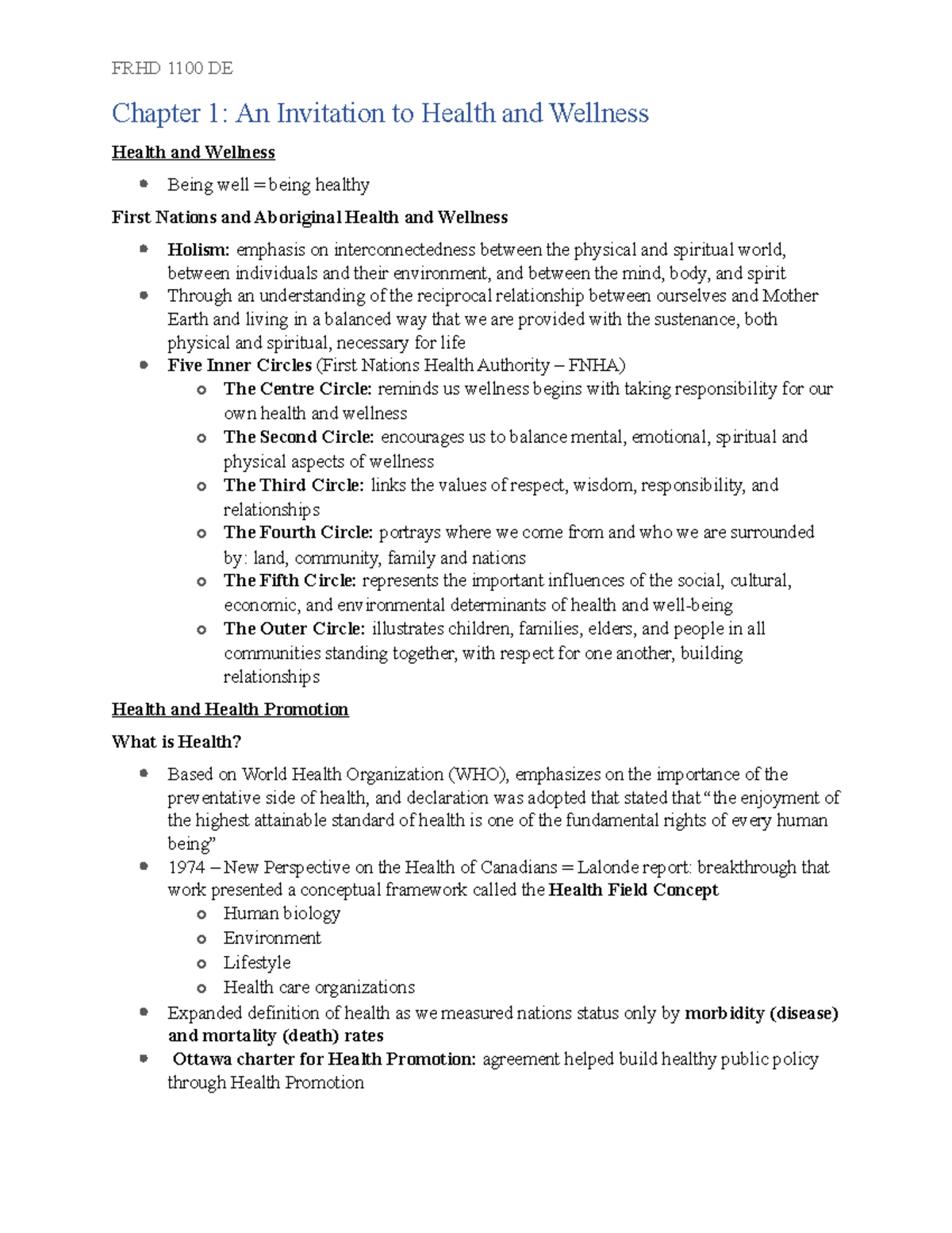 Chapter 1 - FRHD 1100 DE Chapter 1: An Invitation to Health and ...