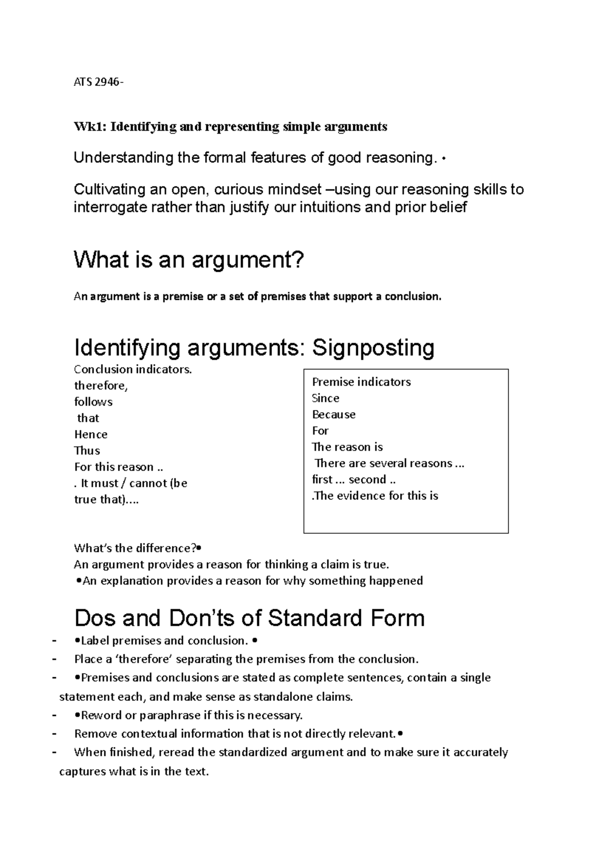 ATS 2946- Critical Reasoning - ATS 2946- Wk1: Identifying And ...