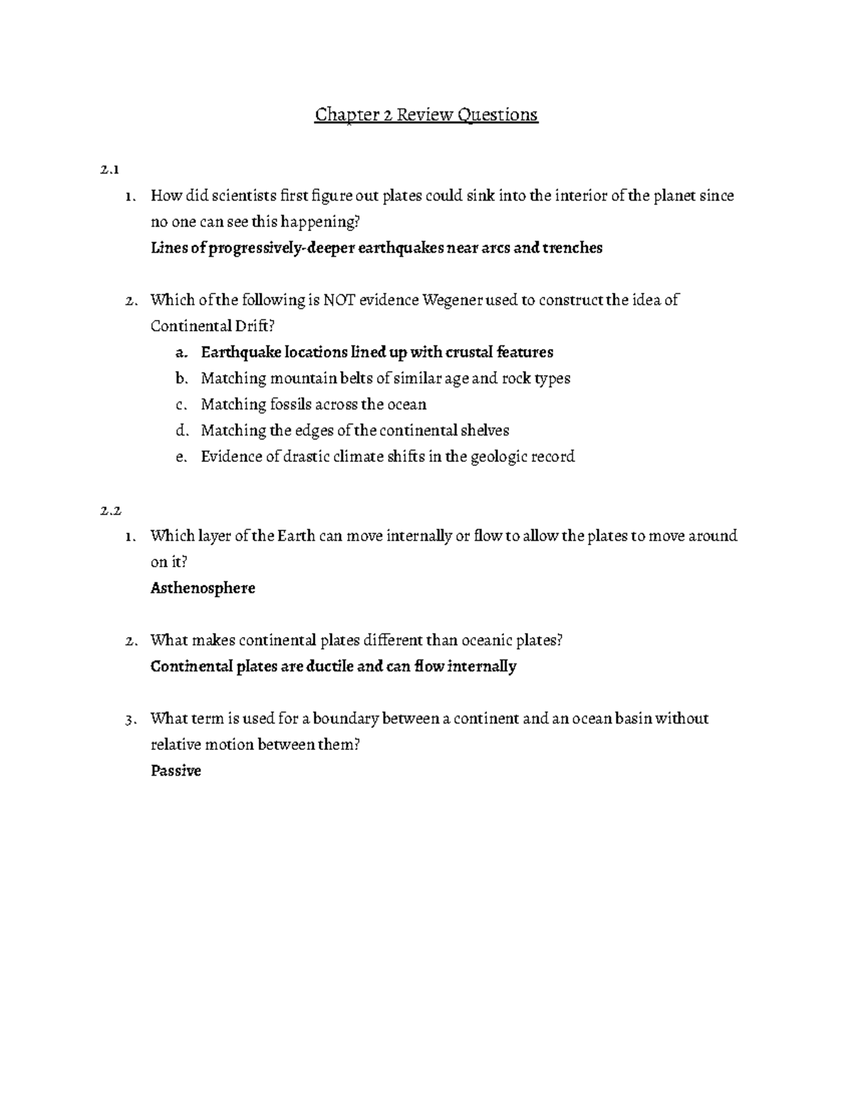 GEOL 101 Chapter 2 Review Questions - Chapter 2 Review Questions 2. How ...