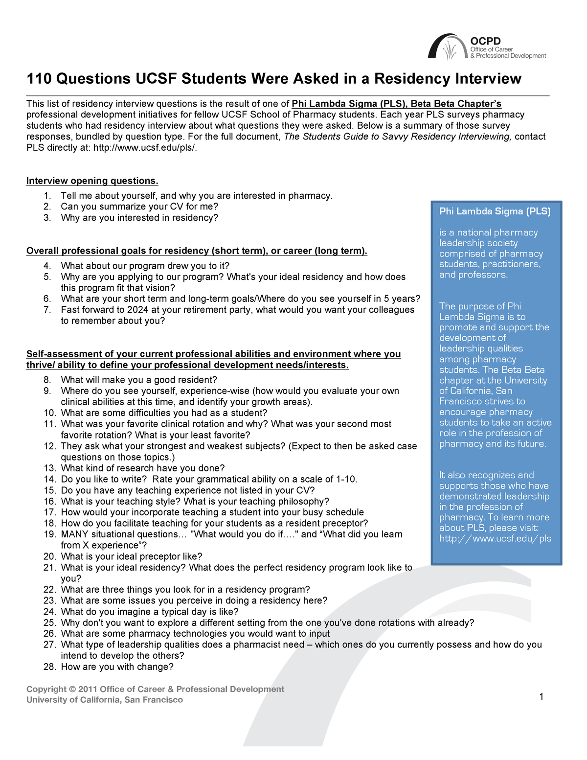 Pharmacyresidencyinterviewquestions 100 Preguntas Copyright 2011   Thumb 1200 1553 