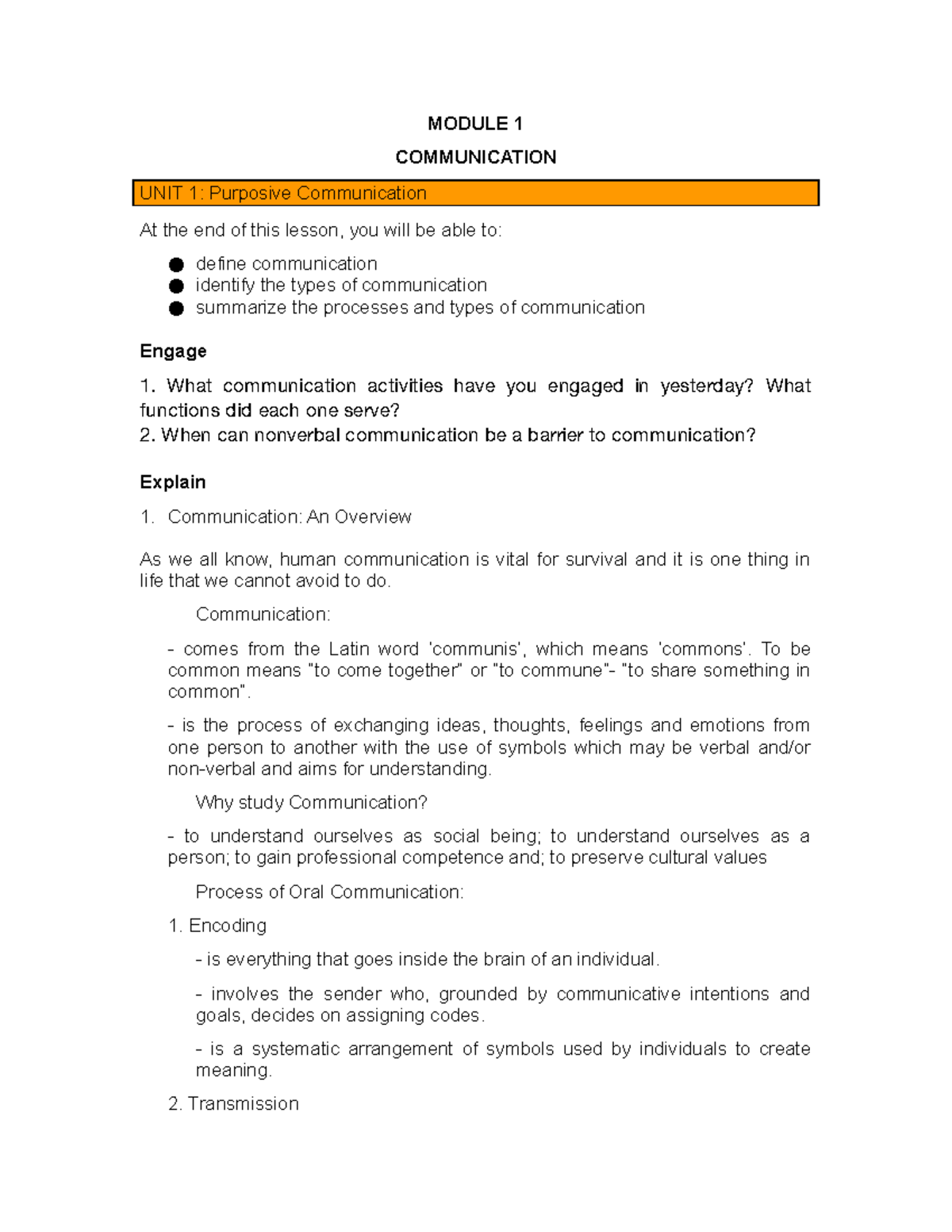 Module-1- Purcom - PURPOSIVE COMMUNICATION - MODULE 1 COMMUNICATION ...