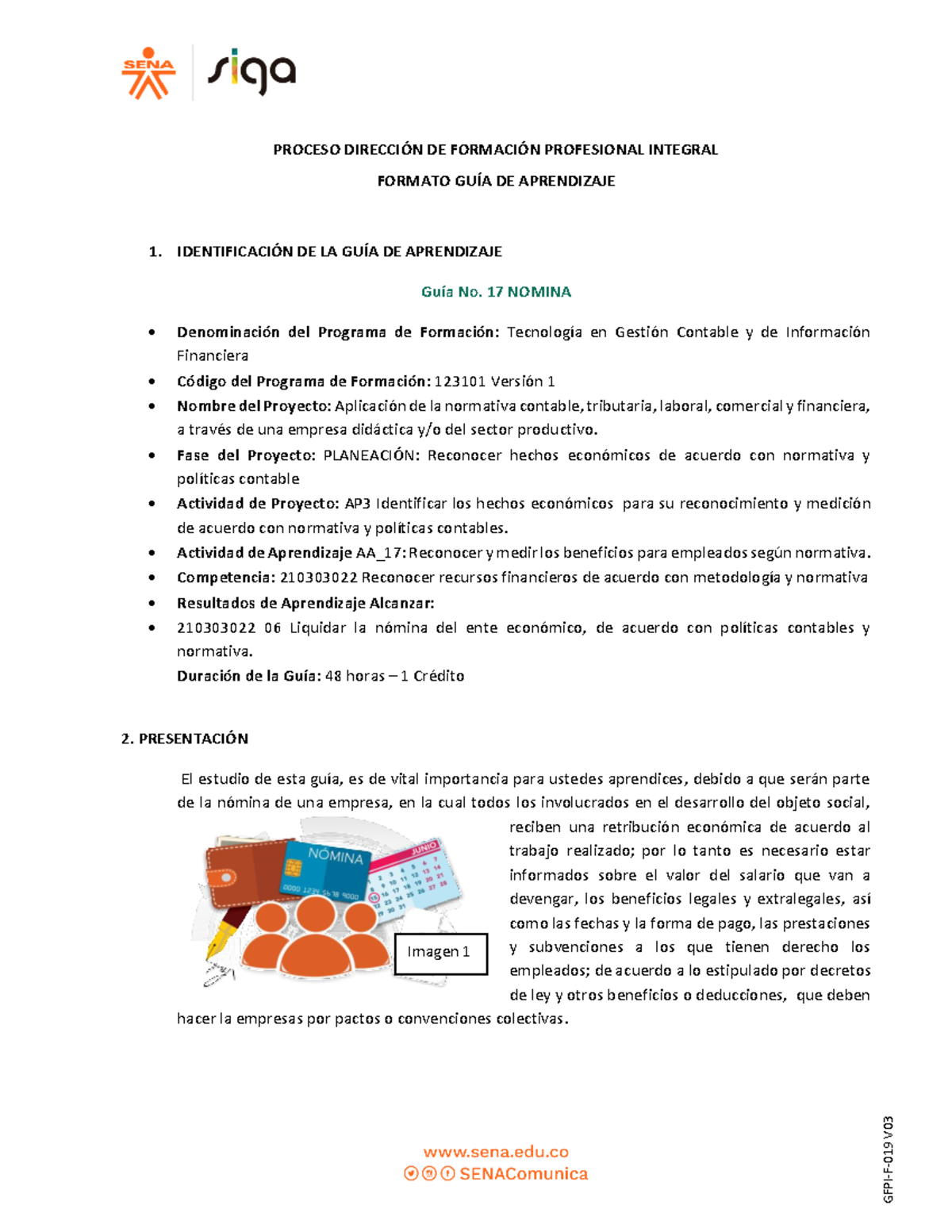 Guía 17 Nomina - PROCESO DIRECCI”N DE FORMACI”N PROFESIONAL INTEGRAL ...