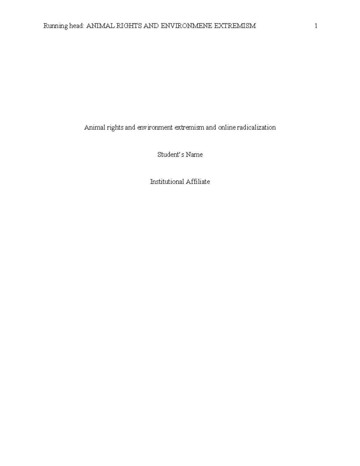 Animal rights and environment extremism - S. The violent extremism ...