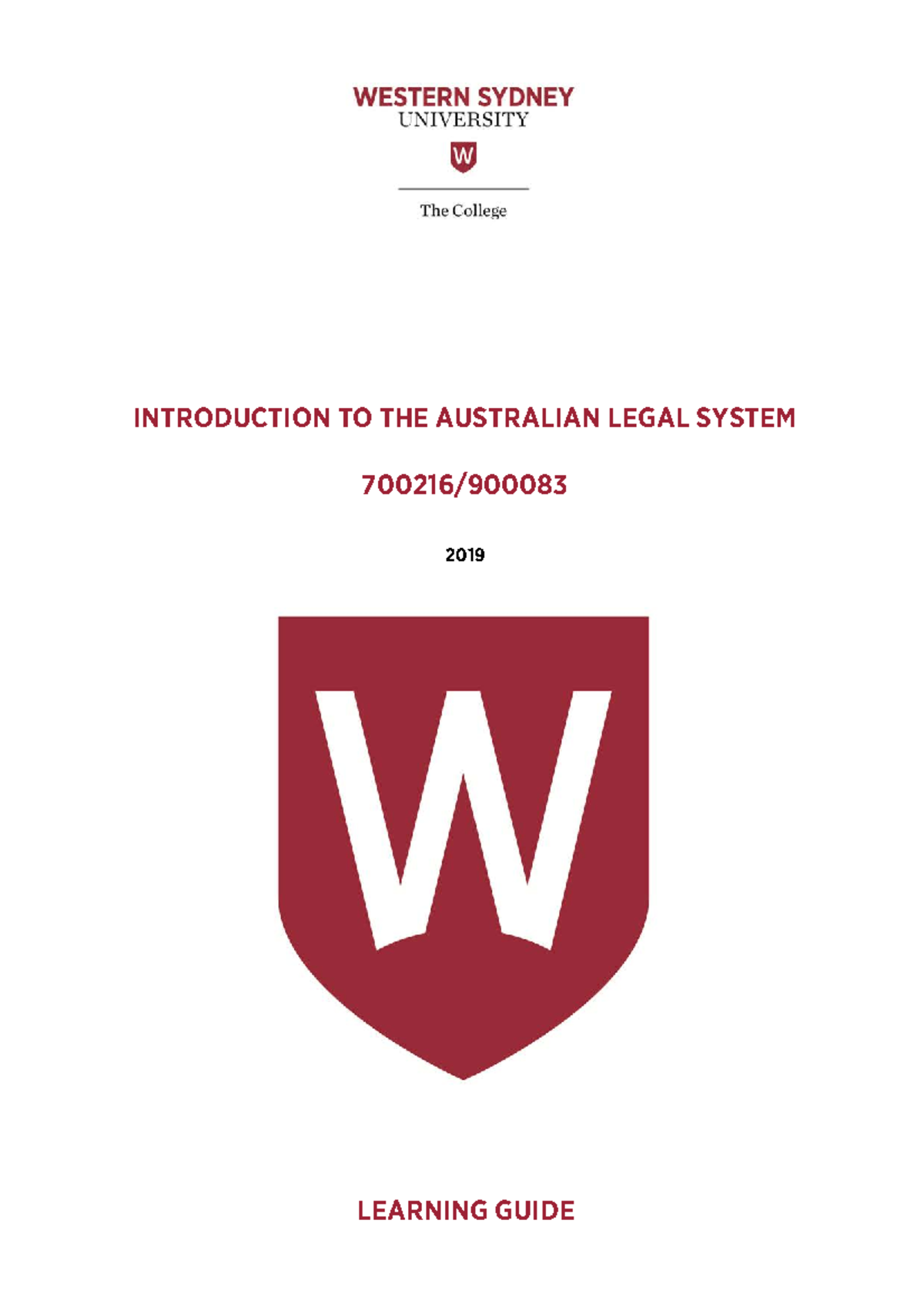 700216-900083 Introduction to the Australian Legal System 2019 .1 LG v1 ...