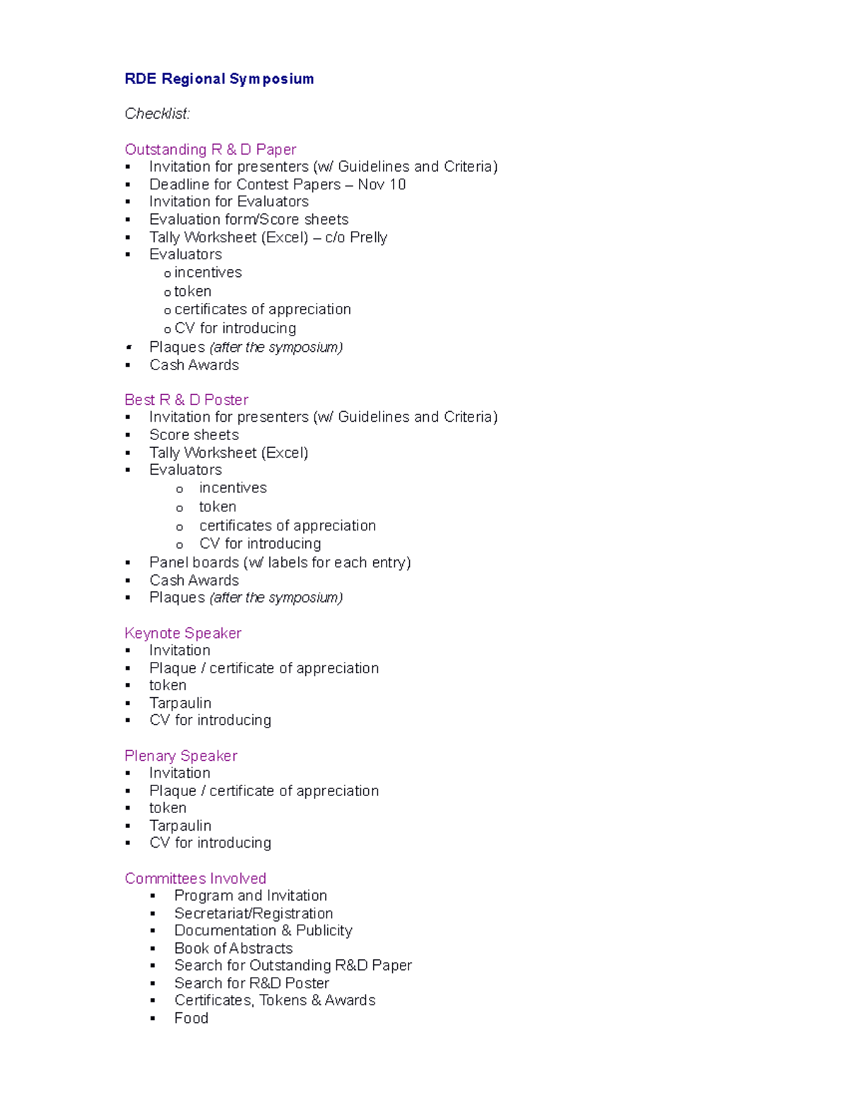 checklist-for-r-d-symposium-rde-regional-symposium-checklist
