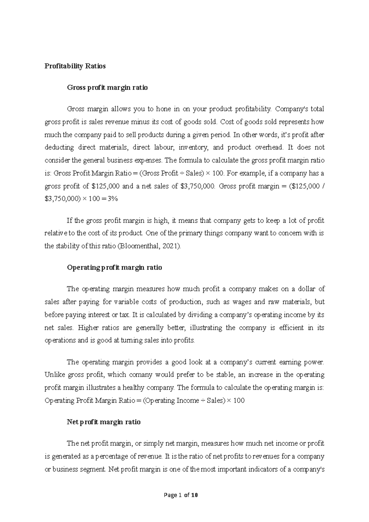 Profitability Ratios - Profitability Ratios Gross profit margin ratio ...