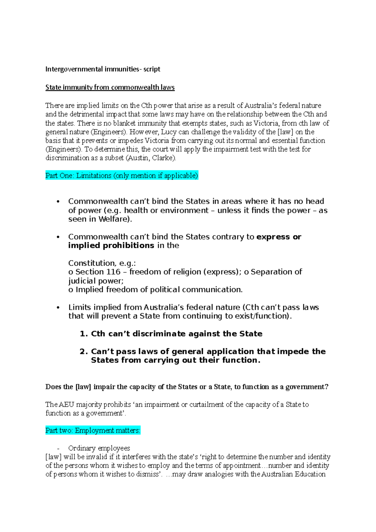 Intergovernmental immunities script There is no blanket immunity