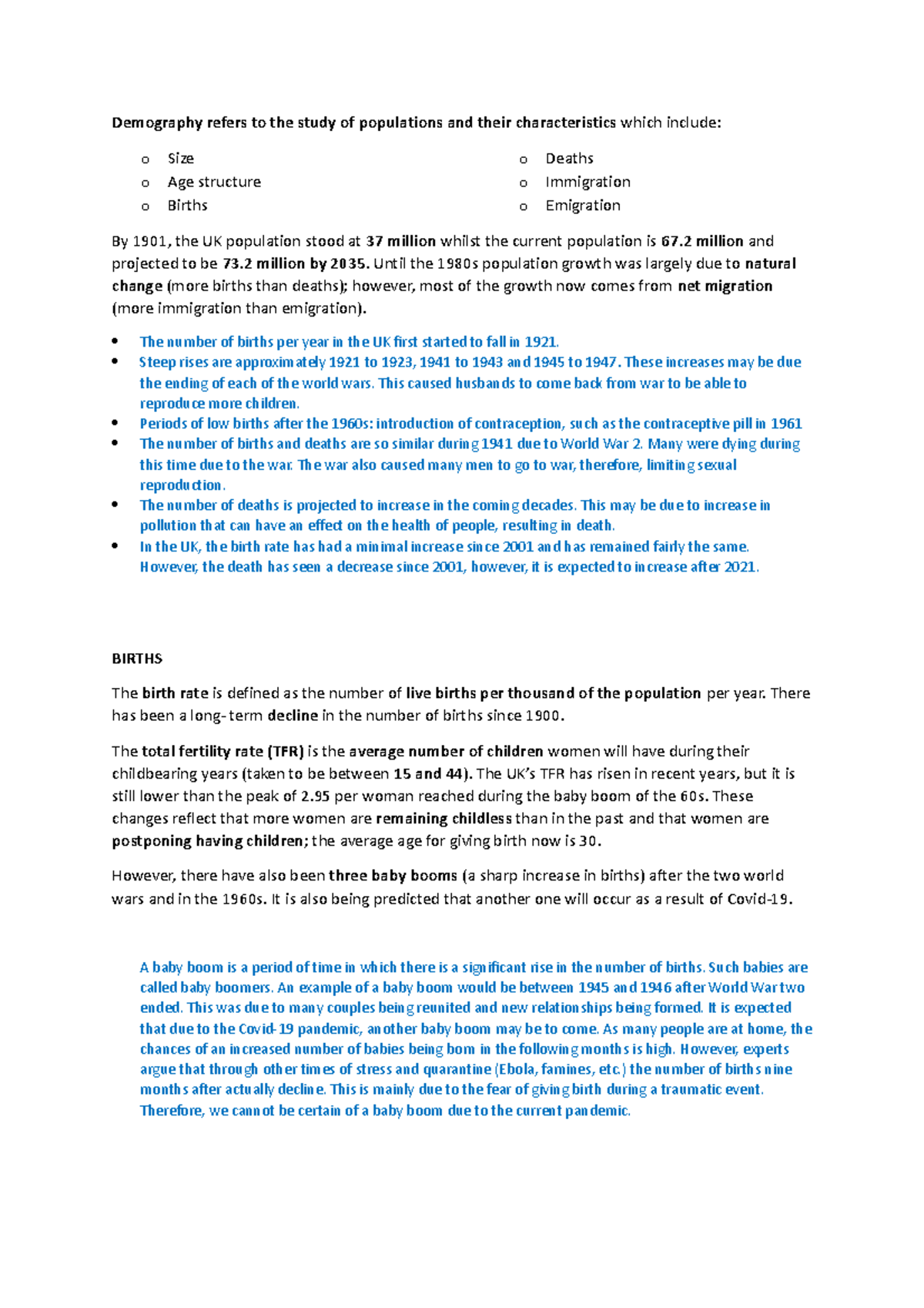 Sociology Demography booklet - Demography refers to the study of ...