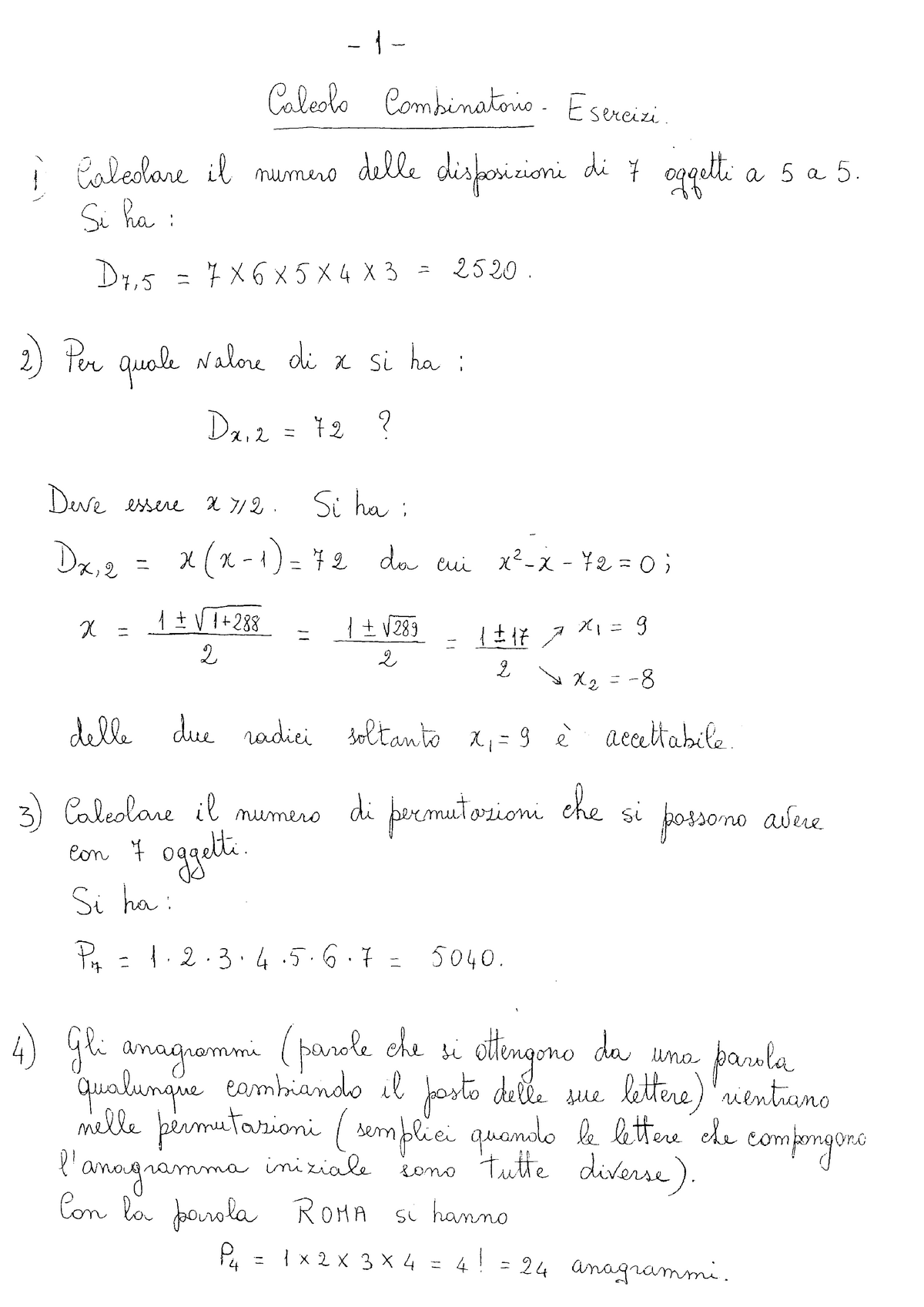 Calcolo Combinatorio. Esercizi - Matematica - Studocu