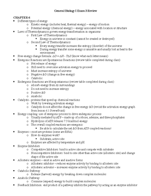 Exam 2 review Spring 2022 - General biology I Exam 2 Study Guide ...
