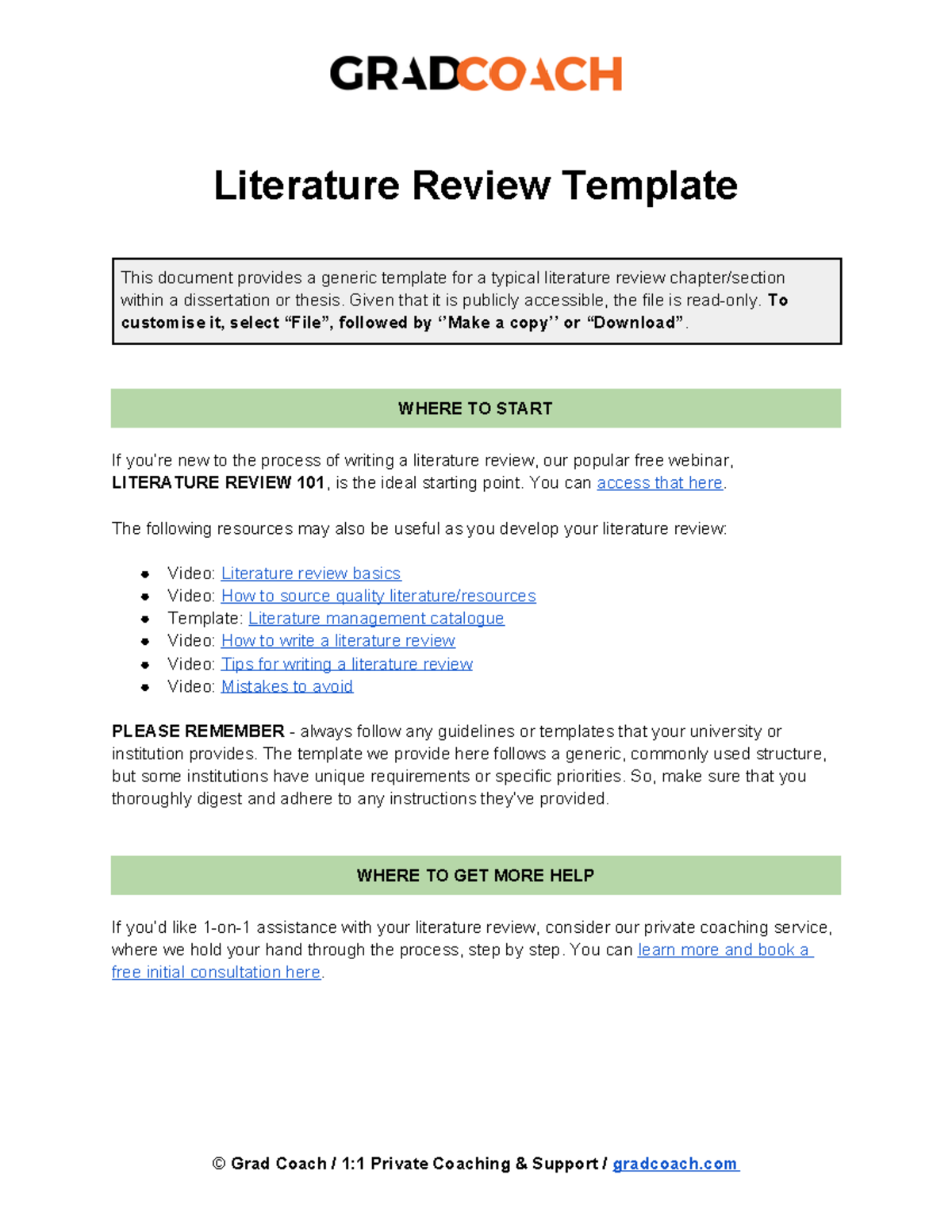 scribbr literature review template