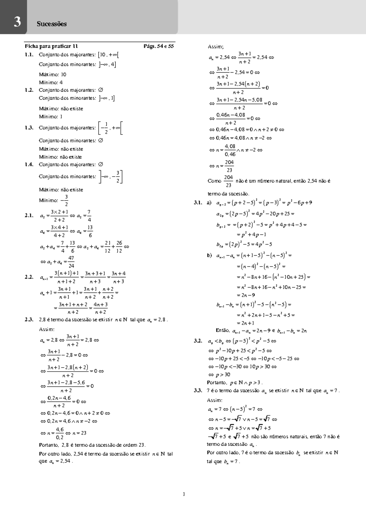 Caderno de Fichas sucessões - 3 Sucessões Ficha para praticar 11 Págs ...