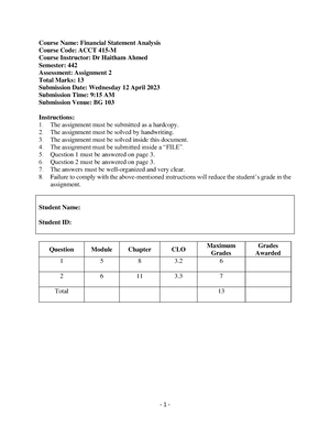 Module 2 Exercises - Acct 315 - Chapter 3 MODULE 2 PART 2 (CH 3 ...