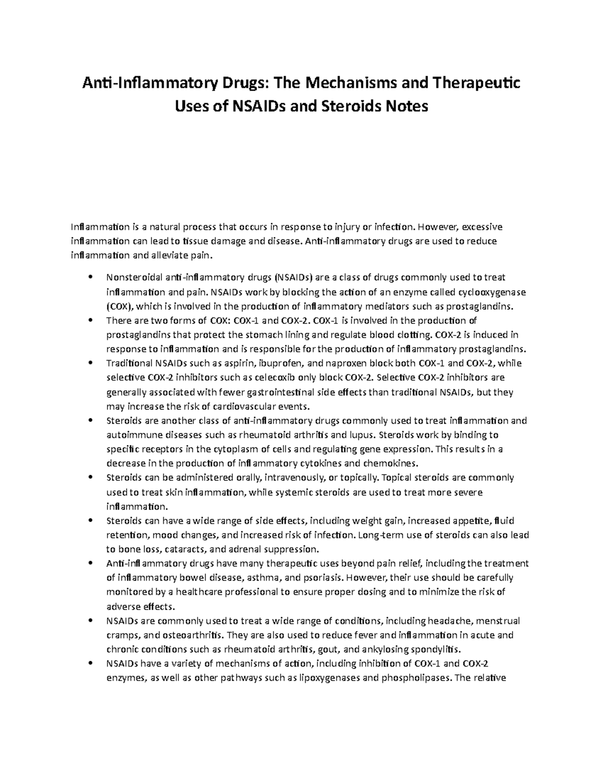Anti-Inflammatory Drugs: The Mechanisms and Therapeutic Uses of NSAIDs ...