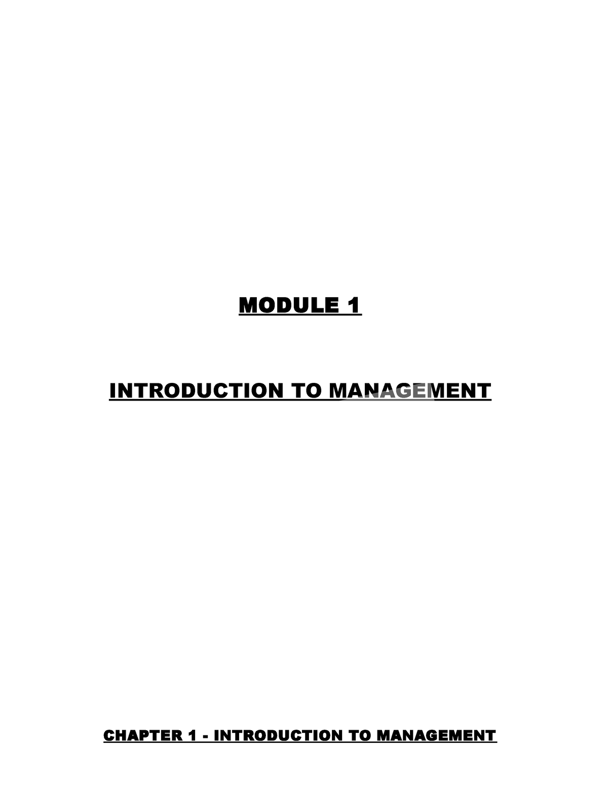 Principles Of Management Module 1 - MODULE 1 INTRODUCTION TO MANAGEMENT ...