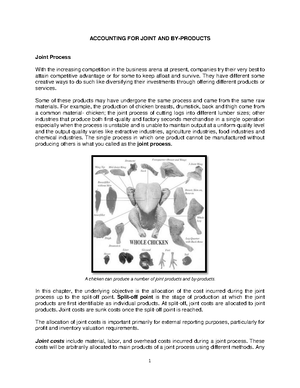 Acctg 201 Process Costing Lecture Notes Process Costing Cost