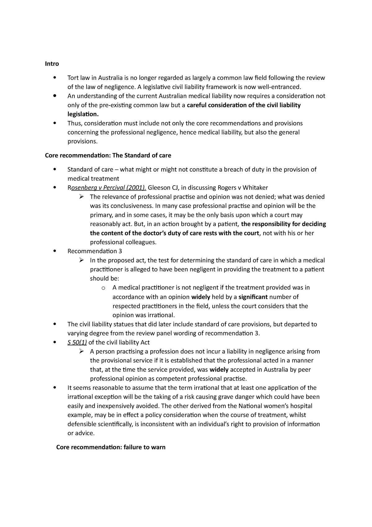 week-1-medical-law-notes-week-1-intro-tort-law-in-australia-is-no