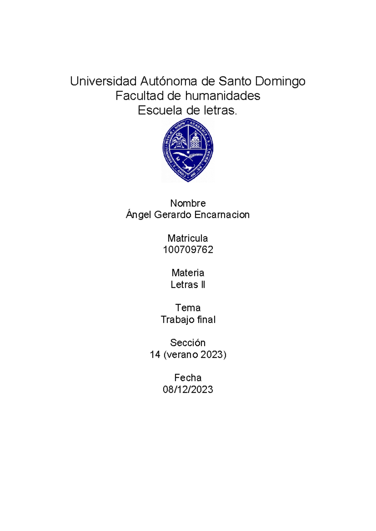 Rapsodia Para Luna Y Cuerdas Pr Ctica Letras Universidad Aut Noma De Santo Domingo Facultad De