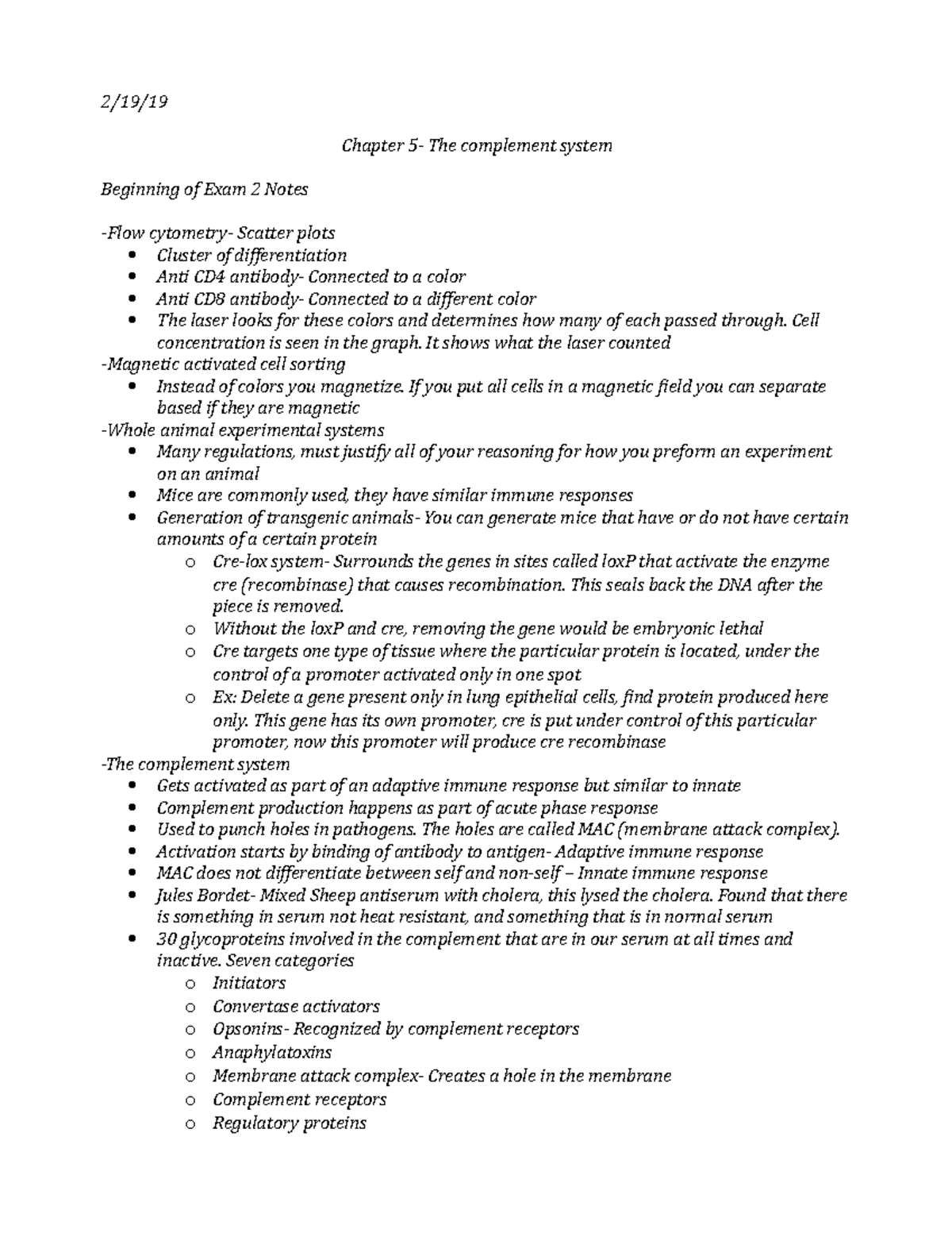 The Complement System- Chapter 5 - 2/19/ Chapter 5- The complement ...