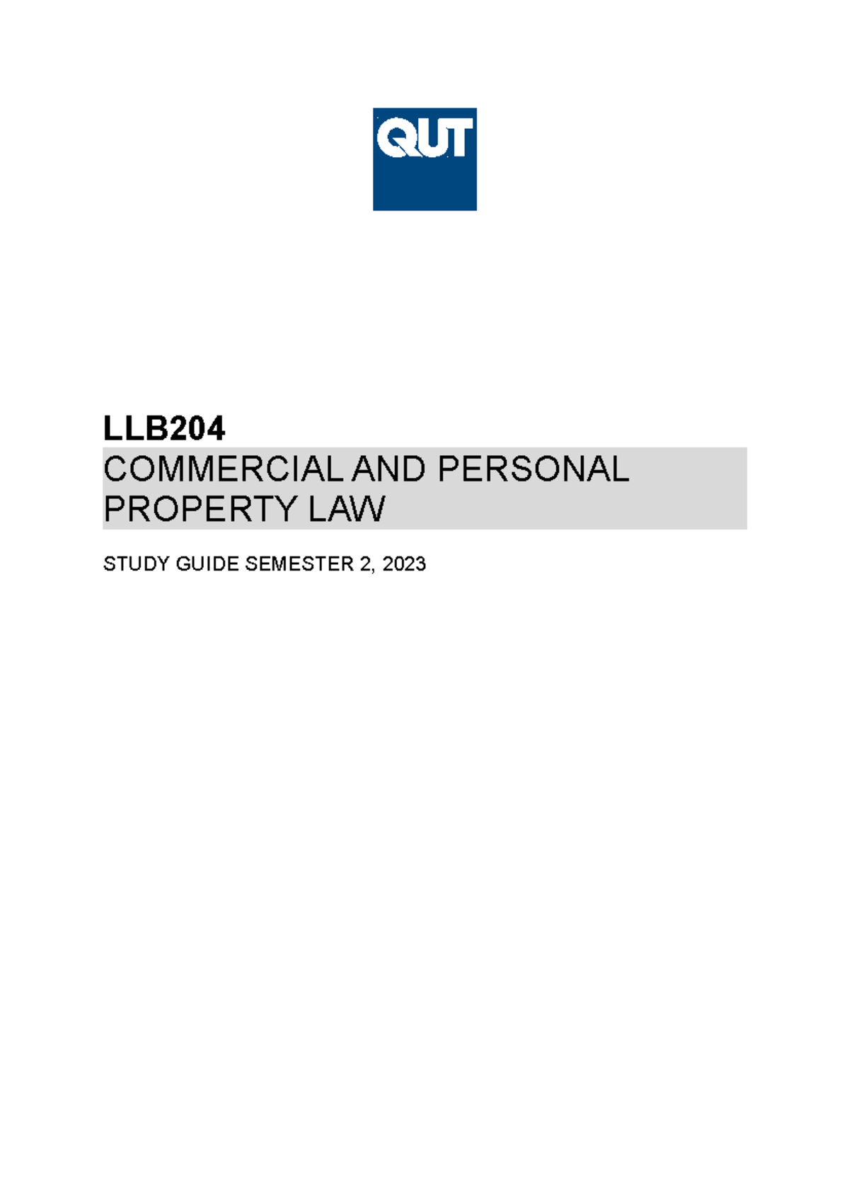 LLB204 Study Guide 2023 - LLB COMMERCIAL AND PERSONAL PROPERTY LAW ...