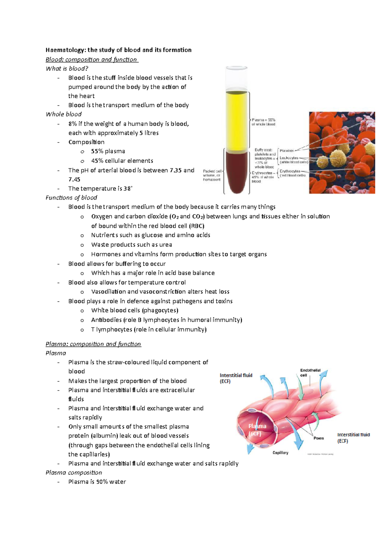 SLE221 Haematology - Lecture Notes Topic 1 - Haematology: The Study Of ...