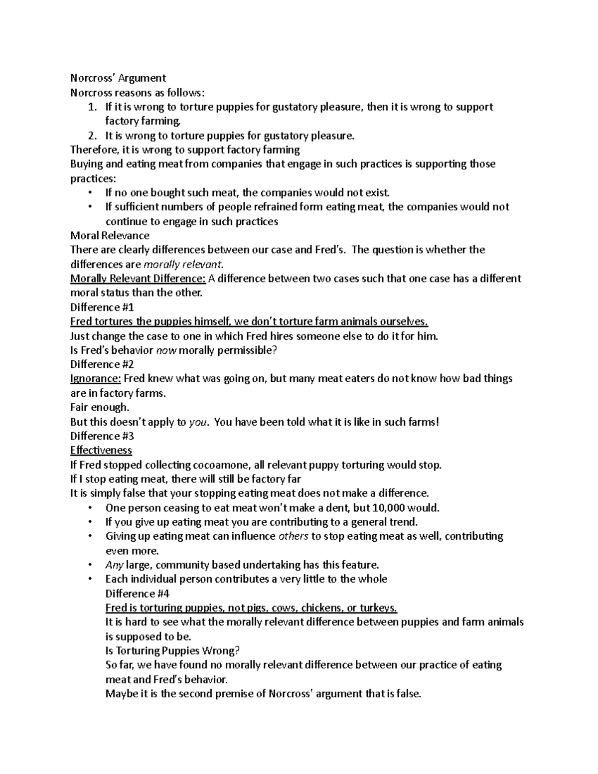 Norcross - notes - Norcross’ Argument Norcross reasons as follows: 1 ...