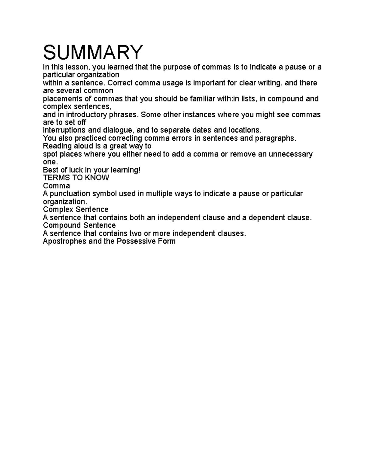 Summary - Composition I - SUMMARY In this lesson, you learned that the ...