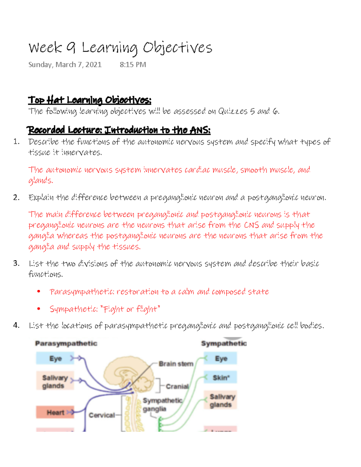 Week 9 Learning Objectives - Top Hat Learning Objectives: The following ...